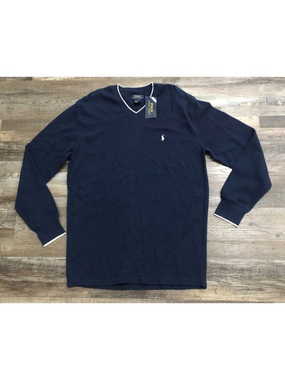 Polo Ralph Lauren Waffle Weave Blue Sweater Thermal Mens XL New with Tags